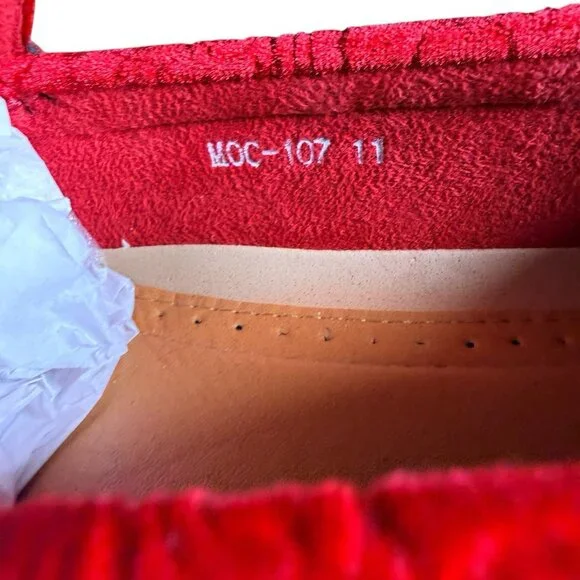 Royal Shoes Red Velvet Loafers Moccasins Men’s Size 11 Shoes New - Picture 5 of 6